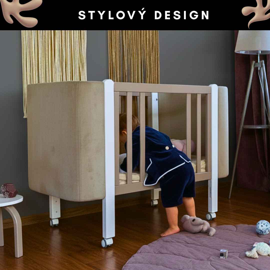 Maximální sada s matracemi. Dětská rostoucí postýlka Zukko Soft Gekko Kids. Cappuccino / Bílá